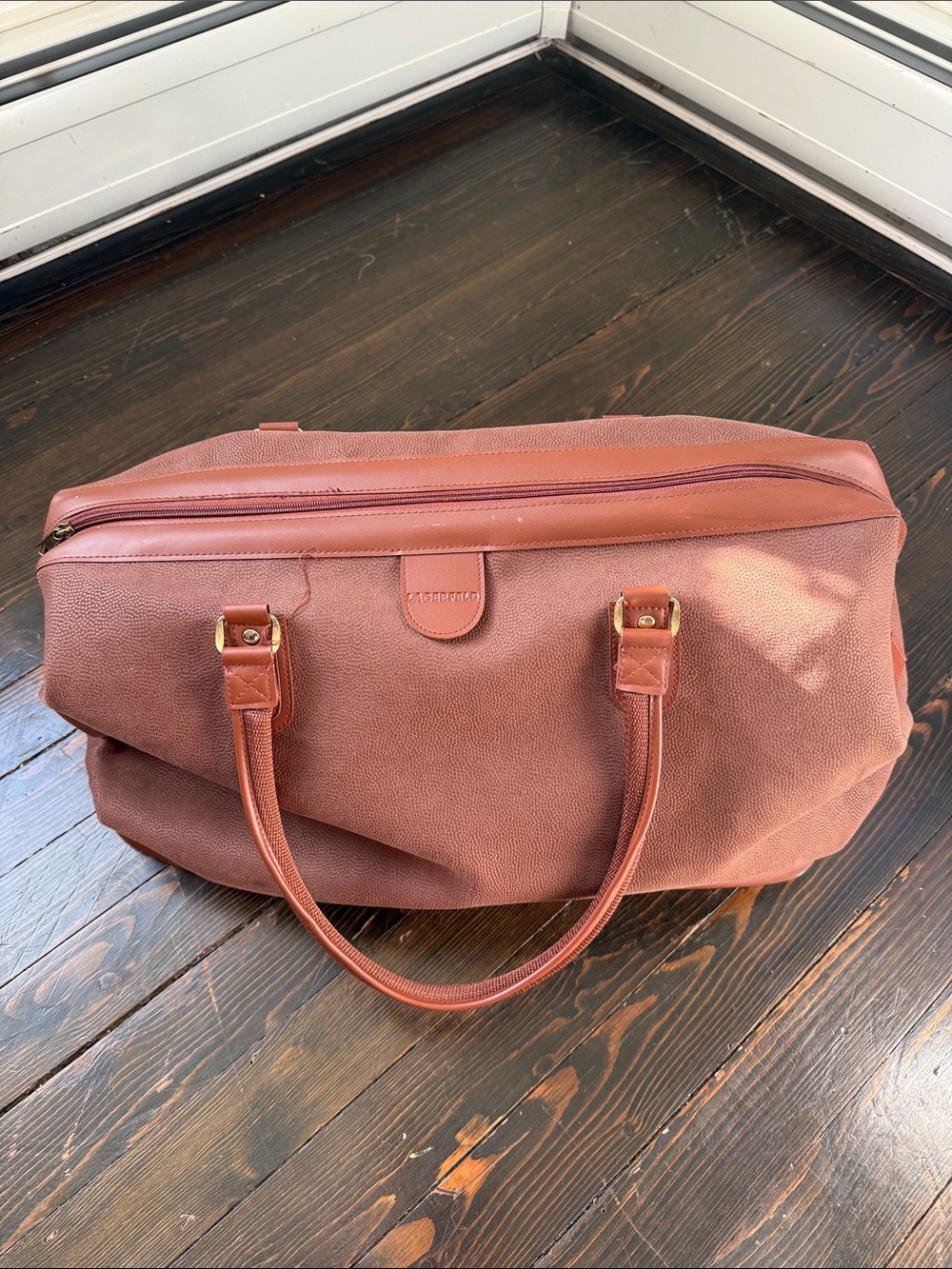 Karl Lagerfeld Dusty Rose Canvas and Leather Duffel Bag